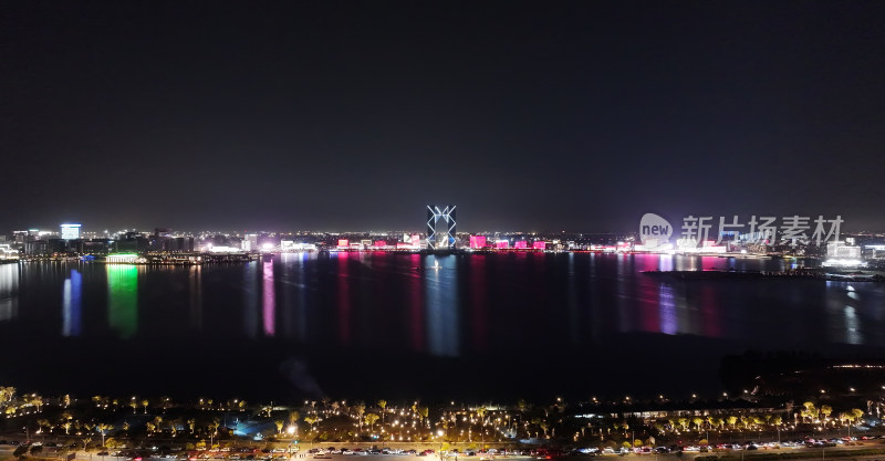 上海临港滴水湖夜景全景