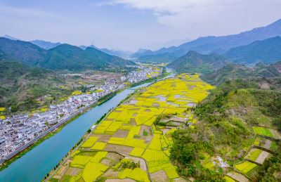 安徽宣城绩溪县瀛洲村风光