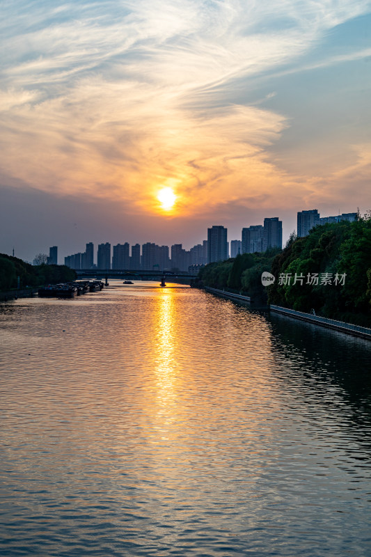 上海嘉定安亭苏州河吴淞江吴淞揽胜黄昏夕阳