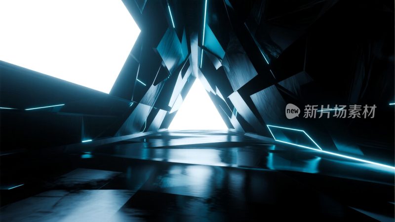 未来感抽象几何隧道场景