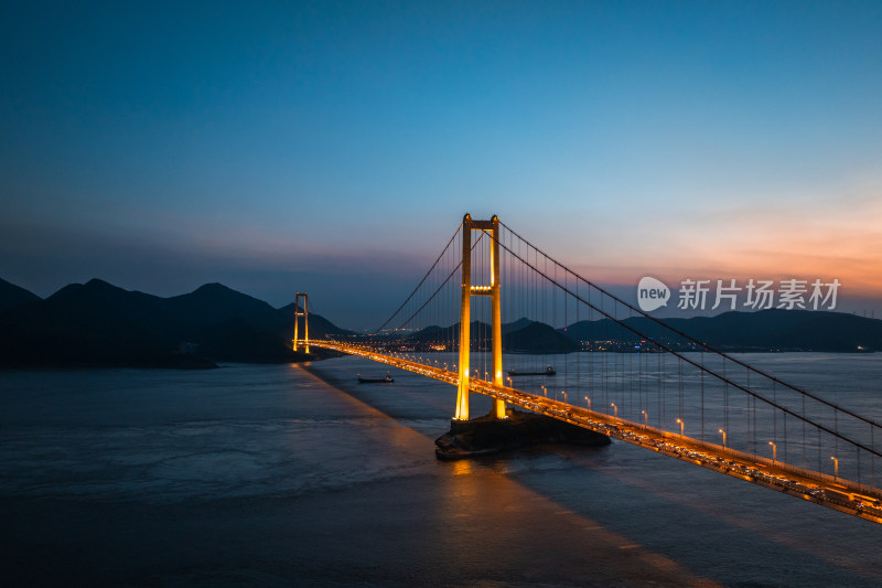 西堠门大桥夜景 舟山 跨海大桥 桥梁