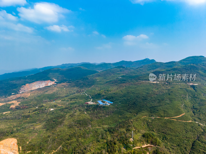 湖南山川丘陵农田乡村航拍图