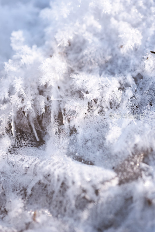 冬天微距特写雪花冰晶