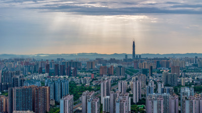 成都最高楼与城市住房航拍