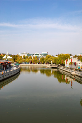 济宁老运河古运河城市河流景观城市建筑倒影