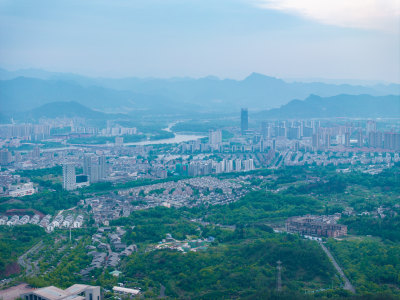 航拍浙江省台州市天台县城市风光