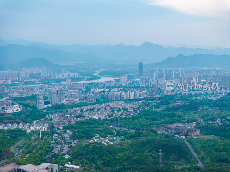 航拍浙江省台州市天台县城市风光