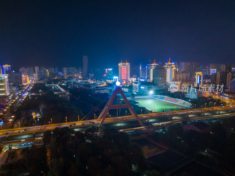 青海西宁昆仑桥夜景