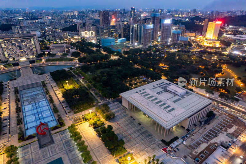 广东东湾夜幕降临夜景灯光航拍摄影图