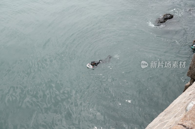 潜水员在海面探索