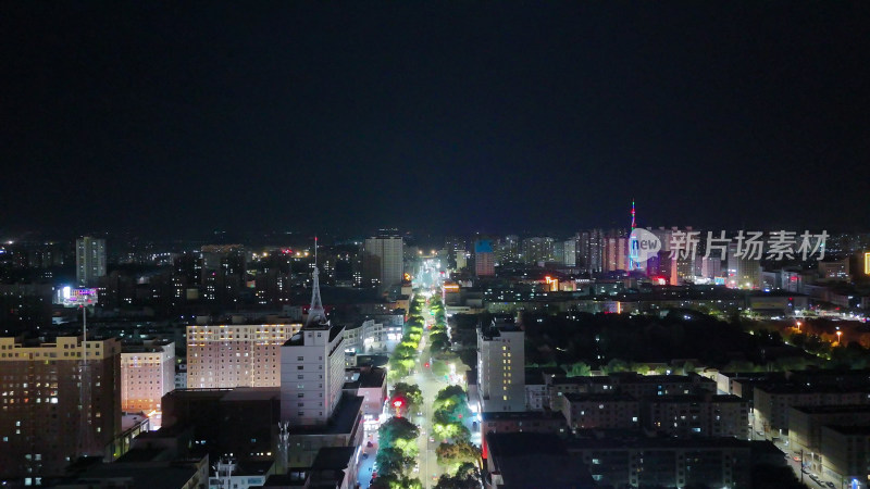 甘肃张掖夜景航拍