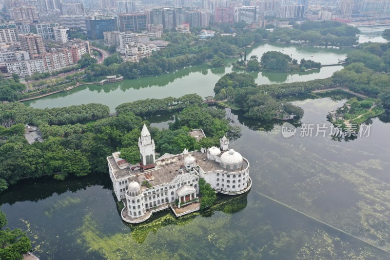 广州流花湖公园航拍