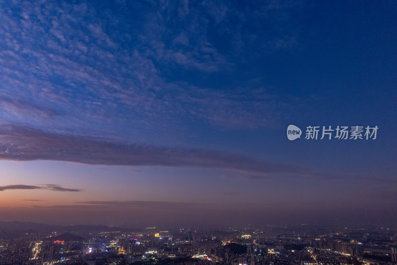 江门城市晚霞夜景灯光航拍摄影图