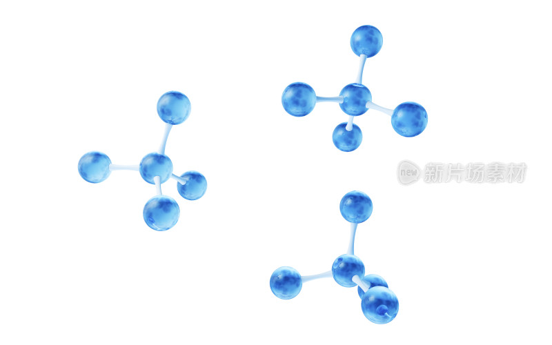 蓝色透明分子3D渲染