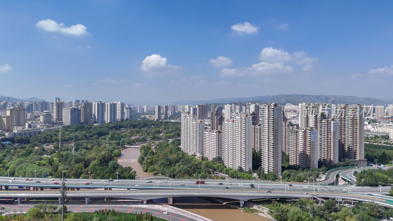 青海西宁大景青海城市建设航拍