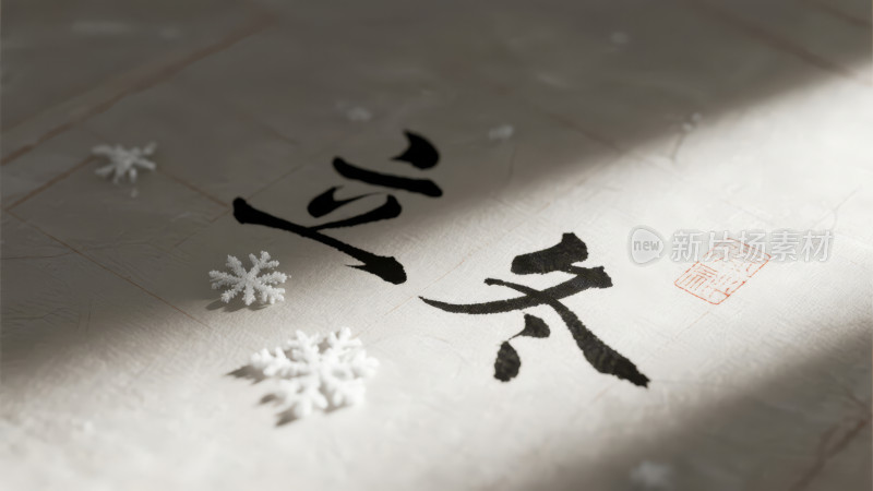 立冬节气书法雪花禅意唯美背景图