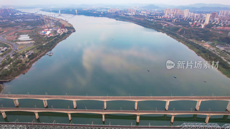 湖南湘潭城市风光航拍图