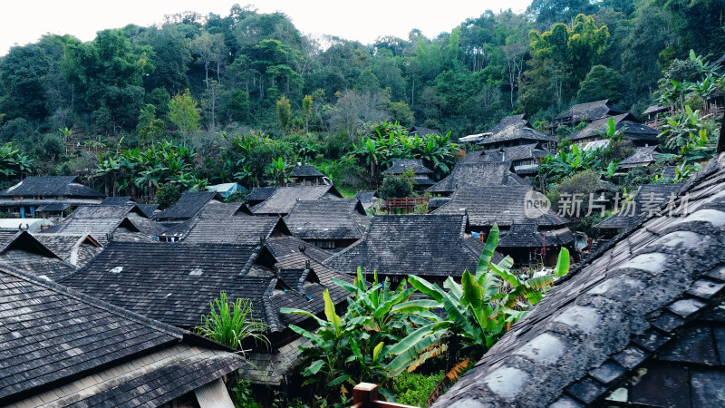云南景迈山糯干古寨航拍