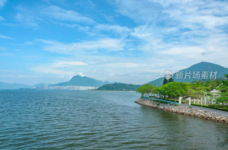 香港大埔墟滨海公园海景风光