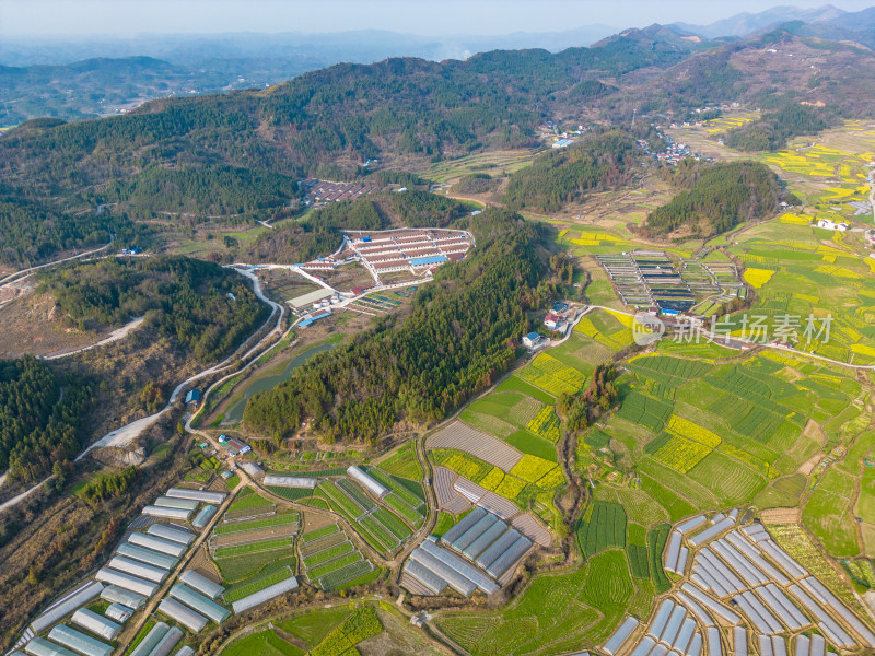 山川农田美丽乡村航拍摄影图