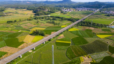 高速铁路乐昌和村段田园风光