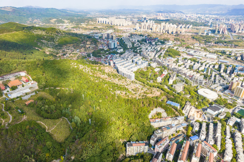 大自然蓝天白云山川城市航拍