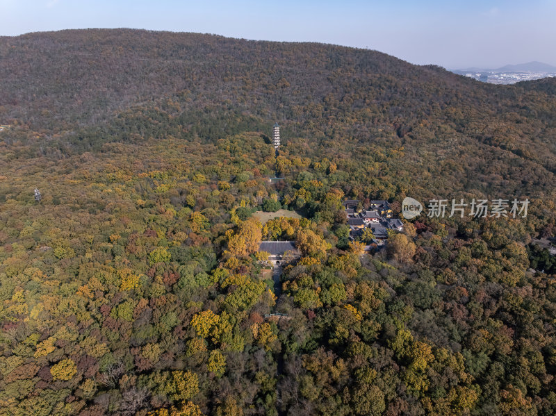 江苏南京中山陵灵山风景区音乐台秋色航拍