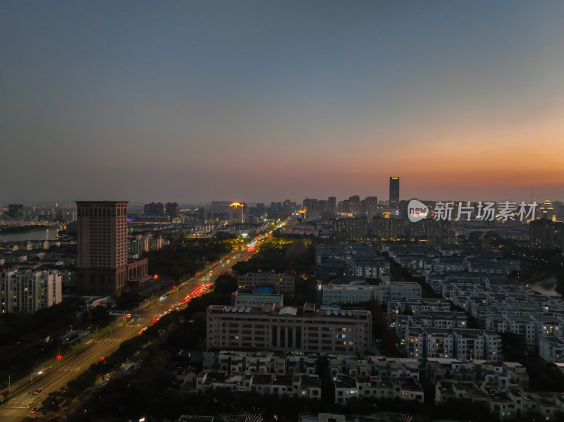 航江苏昆山城市风光建筑大景