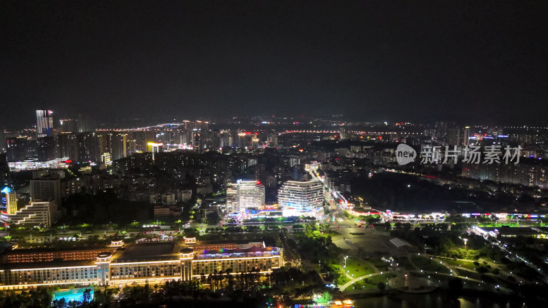 肇庆城市夜景大景航拍图