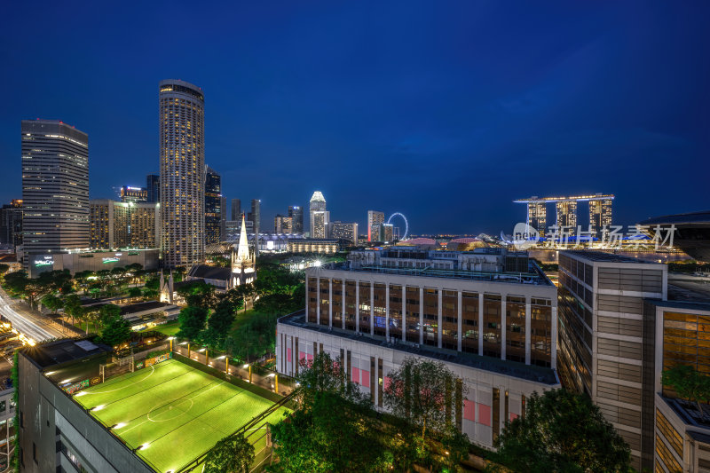 新加坡滨海湾金沙海滨奥林匹克蓝调夜景