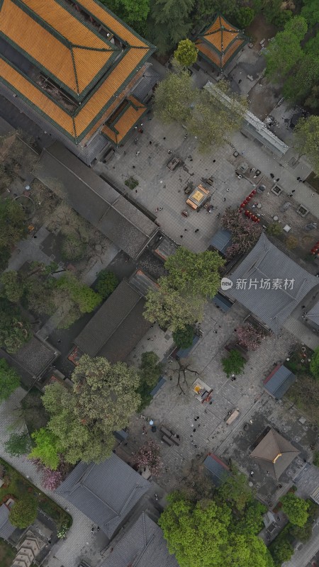 大兴善寺古建筑屋顶鸟瞰全景