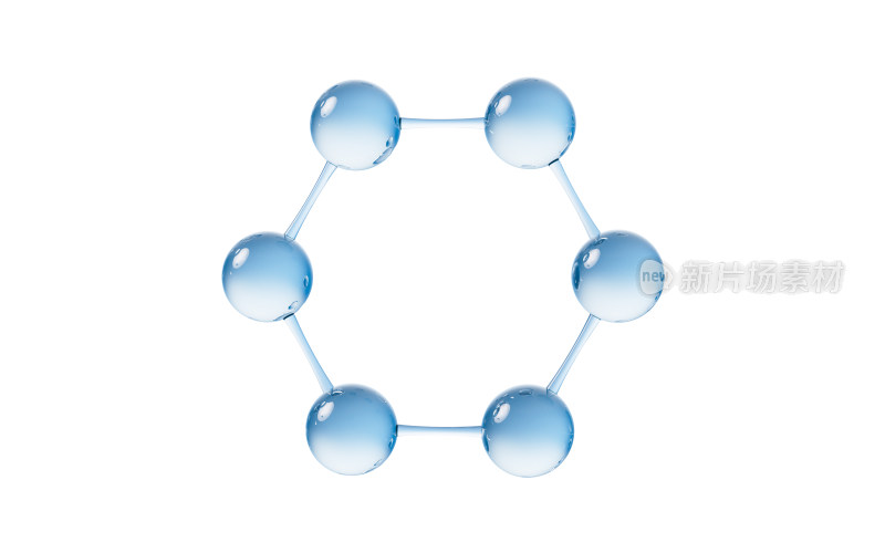 蓝色透明分子3D渲染