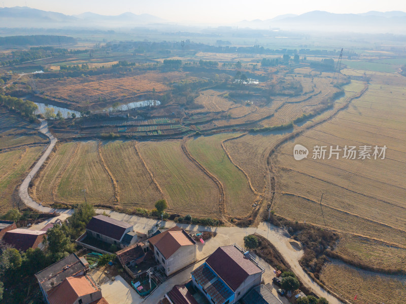 乡村田野航拍全景