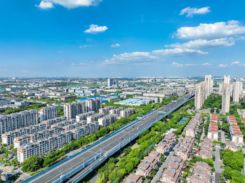 航拍昆山城市乡村建筑风光大景