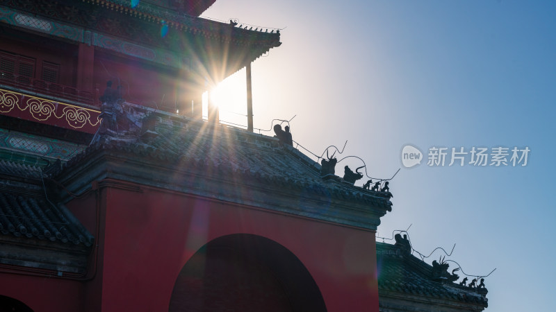 中国北京古老的鼓楼城楼