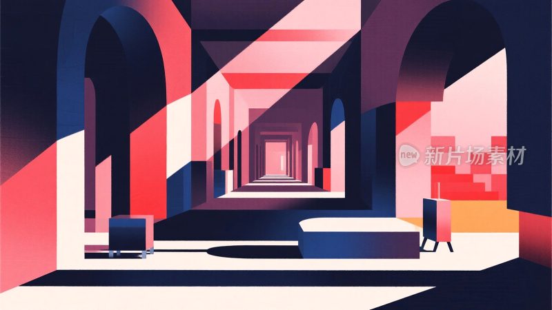 抽象风格拱形走廊设计图