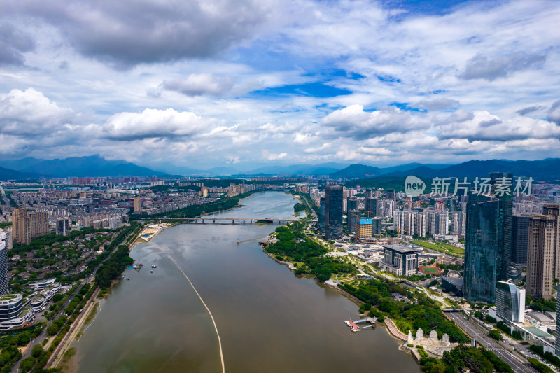 福建福州闽江风光航拍