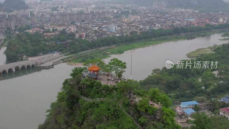 广西桂林叠彩山景区航拍