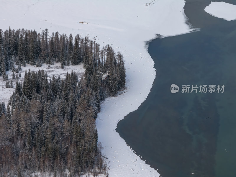 新疆北疆阿勒泰喀纳斯冬季雪景童话世界航拍