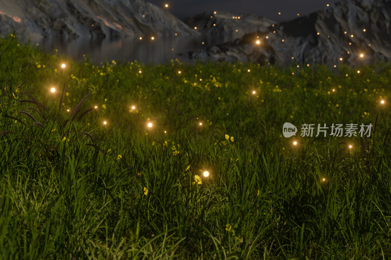 草丛里的萤火虫 3D渲染