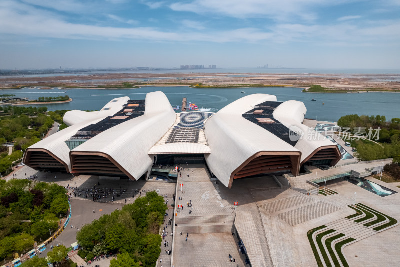 天津生态城国家海洋博物馆城市建筑风光航拍