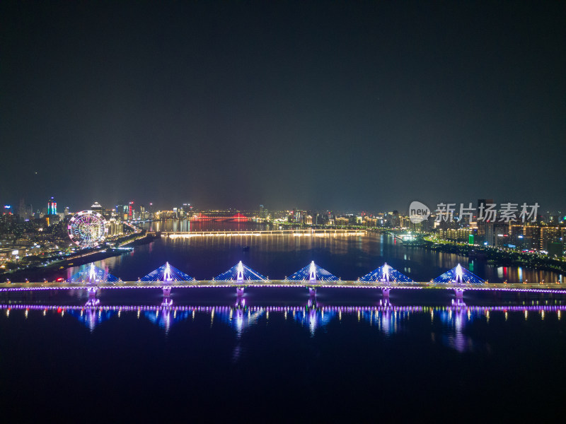 江西南昌朝阳大桥城市夜景