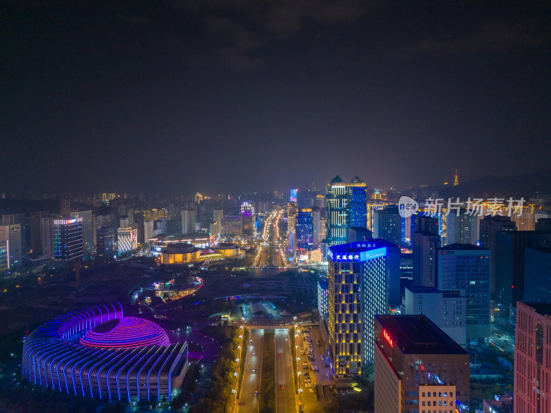 青海西宁海湖新区海湖广场夜景