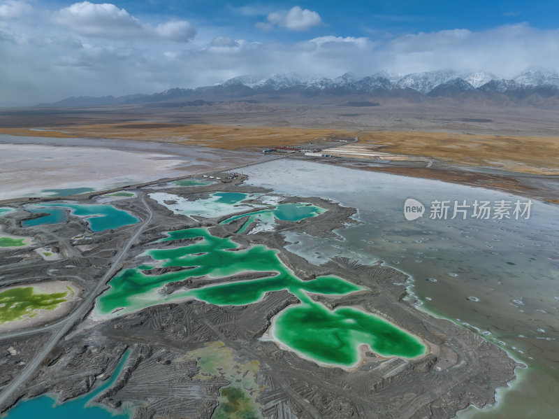 青海海西州察尔汗盐湖网红多颜色高空航拍