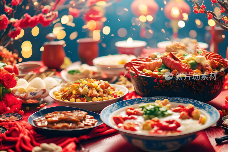 新年团圆庆祝年夜饭美食喜庆