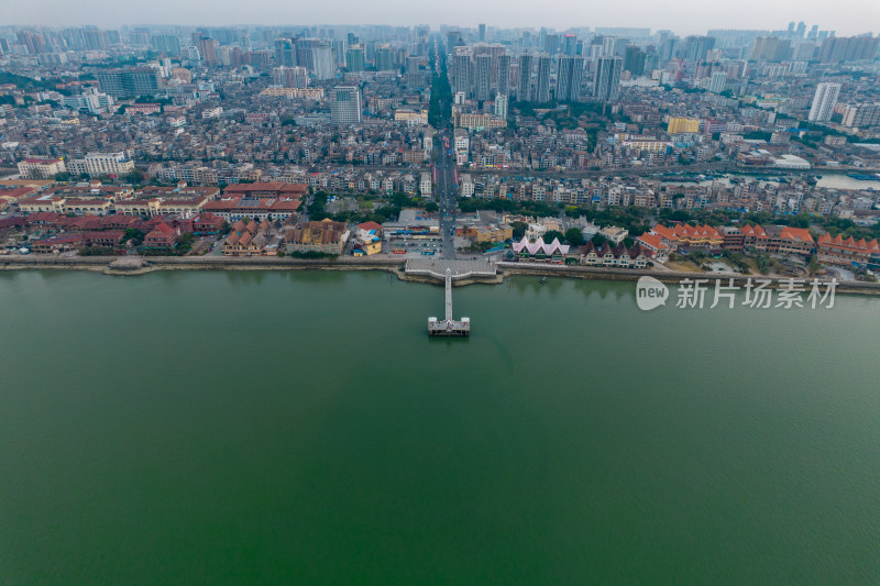 广西北海城市夕阳晚霞航拍摄影图