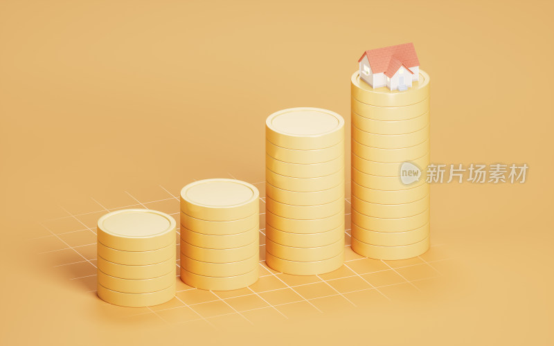 买房与房地产投资3D渲染