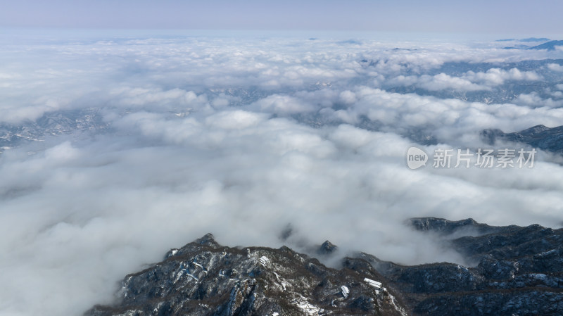 山脉大雪云海航拍辽阔高远壮观背景自然风景