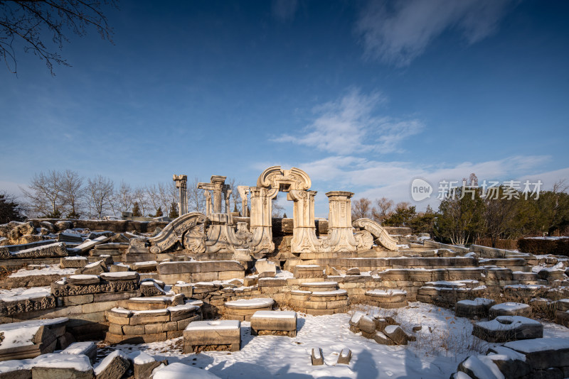 北京圆明园遗址公园雪景