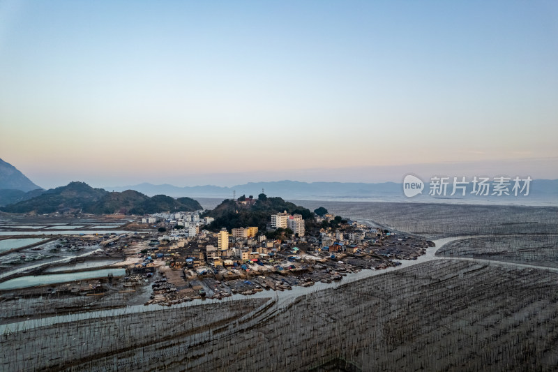 福建霞浦海岛海边滩涂日落晚霞自然风光